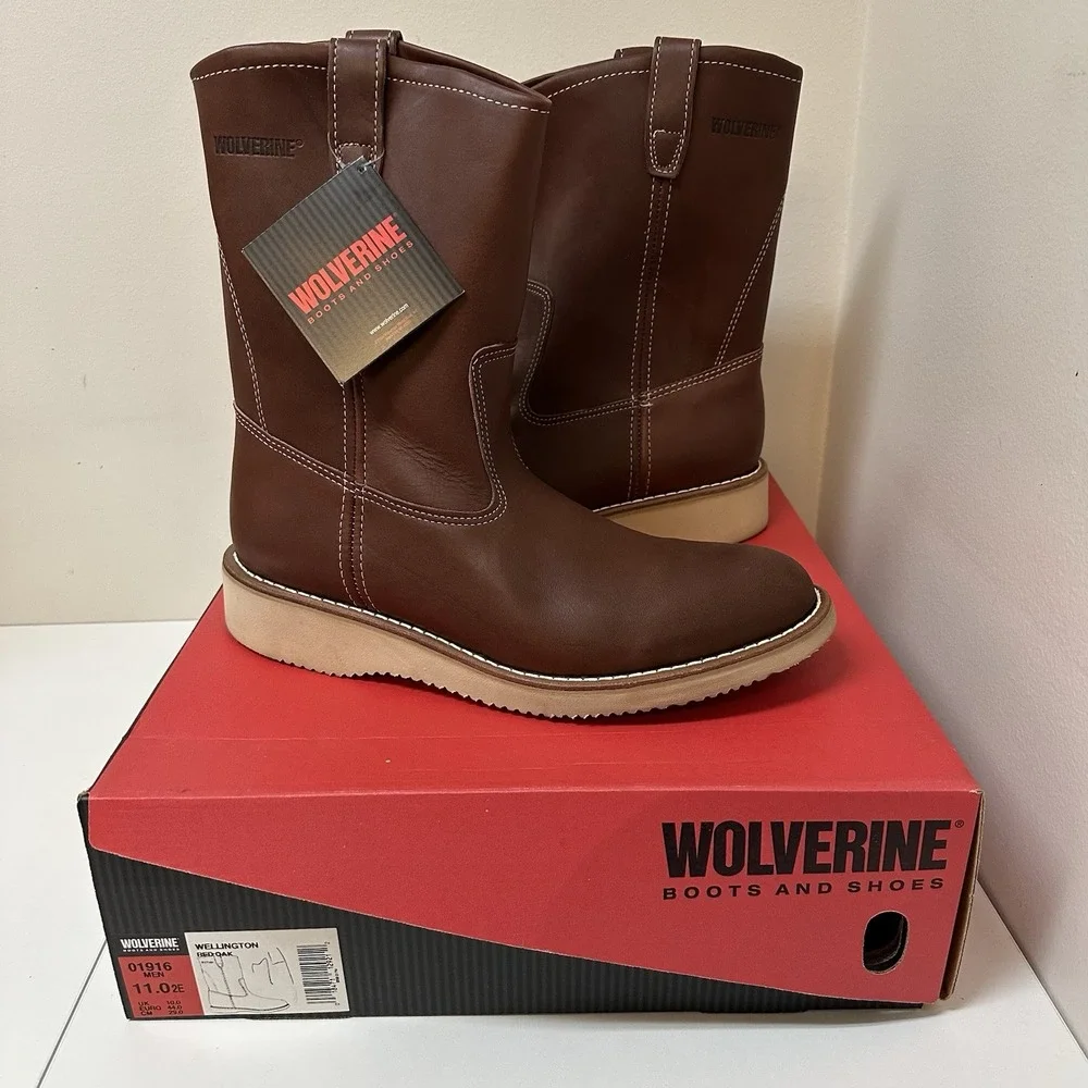 Wolverine 01916 Red Oak Wellington Leather Pull on Work Boots Men's Size 11 EE